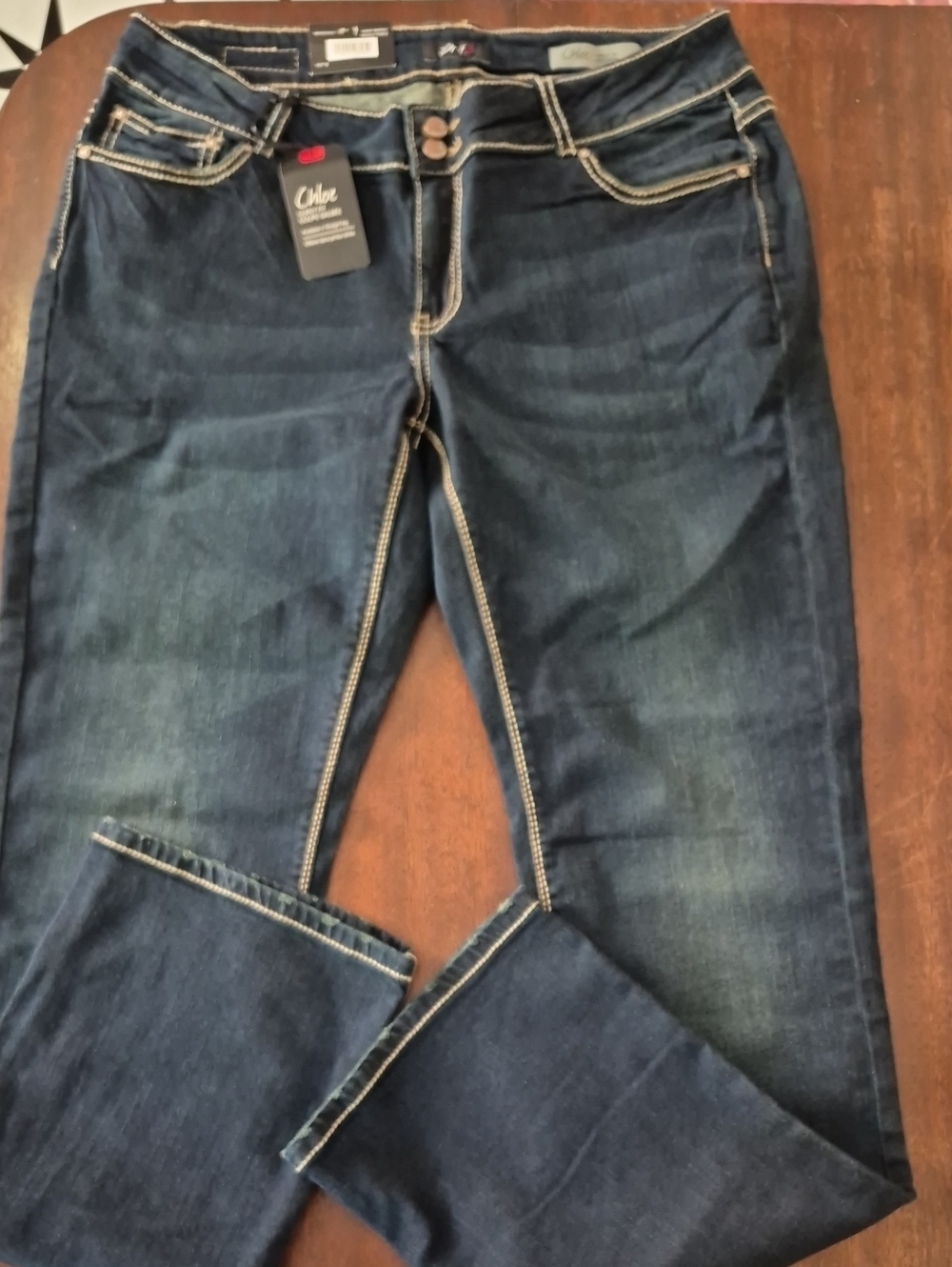 Chloe Indigo Skinny Jeans with Contrast Stitching